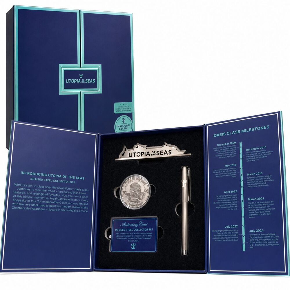 Royal Caribbean Utopia Seas 2024 Inaugural Steel Collector Set Limited Edition - Picture 4 of 12